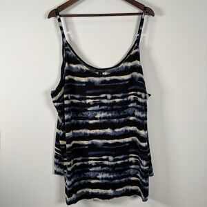 Torrid Women's Sleeveless Tank Adjustable Strap Blue White Beach Tie Dye Size 5X